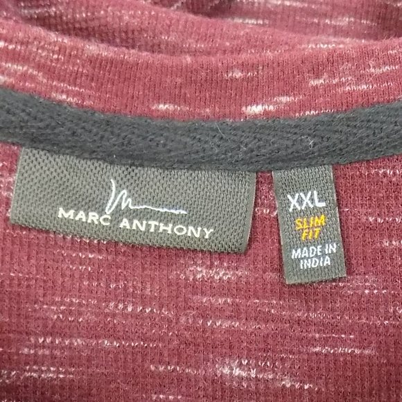 Marc Anthony Burgundy Heathered Long Sleeve Henley Size XXL Slim Fit - Picture 5 of 6